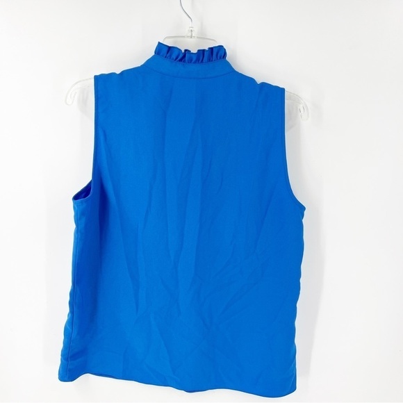 ✅ J. Crew FACTORY Ruffle Trim Sleeveless Top Size SMALL Style AM602 Blue - Picture 4 of 5